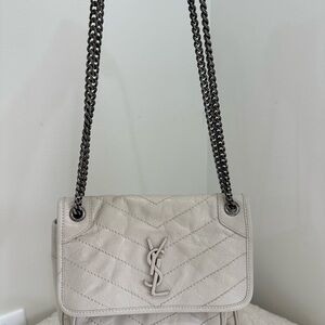 Yves Saint Laurent  Baby Niki Quilted Ivory Shoulder Bag